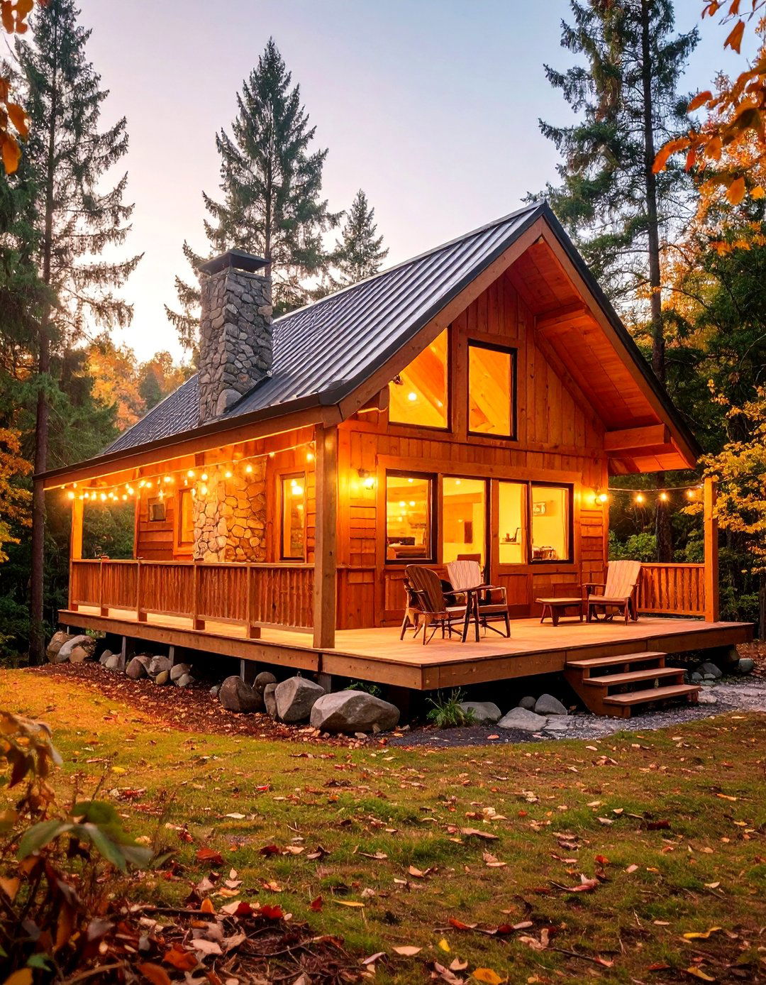 Warm Amber Cottagecore Cabin in the Woods - 25 Yellow Exterior Home Ideas