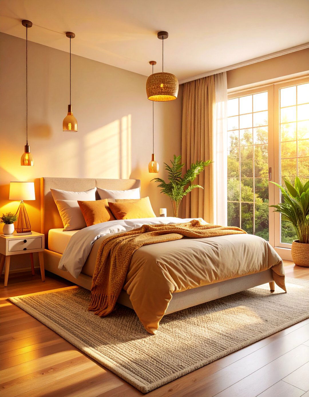 Warm Amber Mood Lighting - 25 Small Bedroom Lighting Ideas