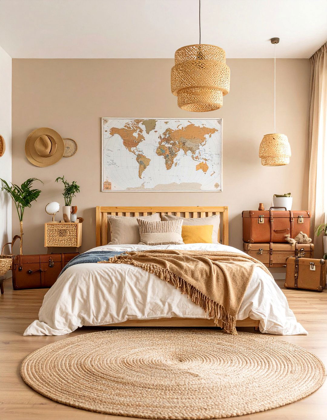 Warm Beige Boys Bedroom with Adventure Travel Theme - 25 Boys Room Paint Ideas