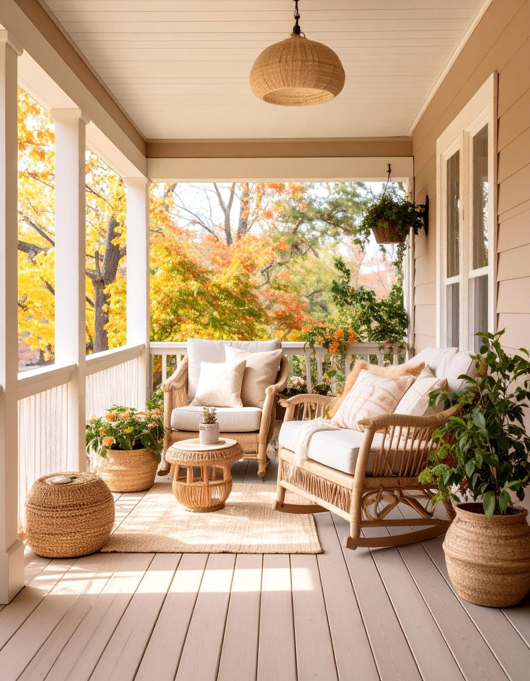 Warm Beige Porch with Timeless Neutrality - 25 Porch Paint Colors