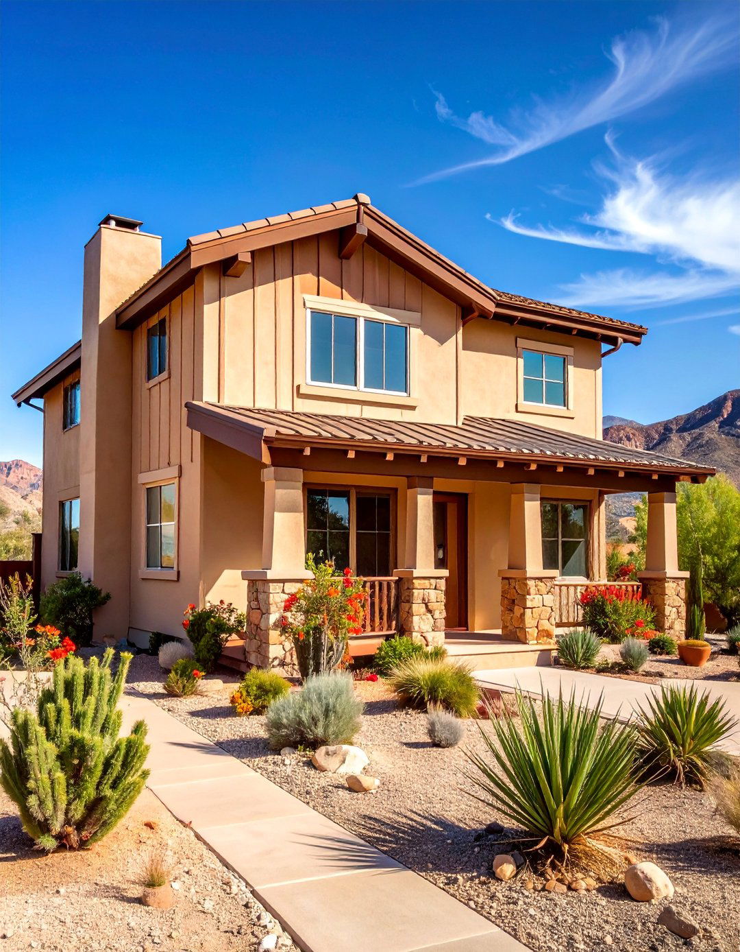 Warm Beige with Chocolate Brown - 25 Exterior Color Palettes for Small Homes