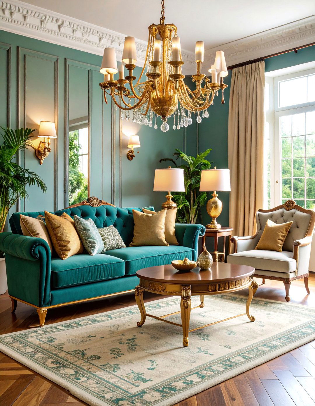 Warm Brass Accents French Country Living Room - 25 French Country Living Room Ideas