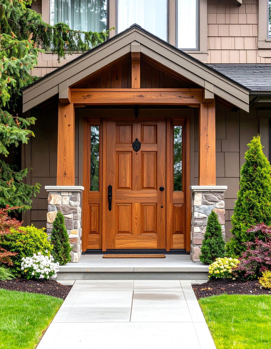 Warm Brown Natural Wood Door - 25 Cedar Front Door Colors Ideas