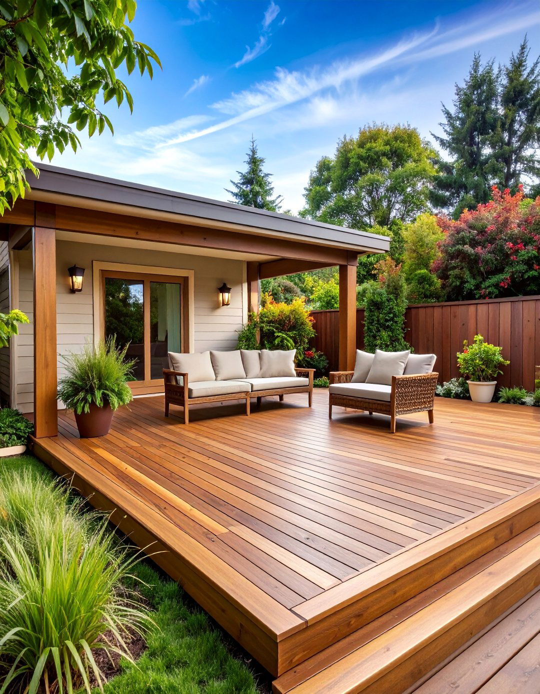 Warm Brown and Honey Tan Border Deck - 25 Two Tone Deck Color Schemes