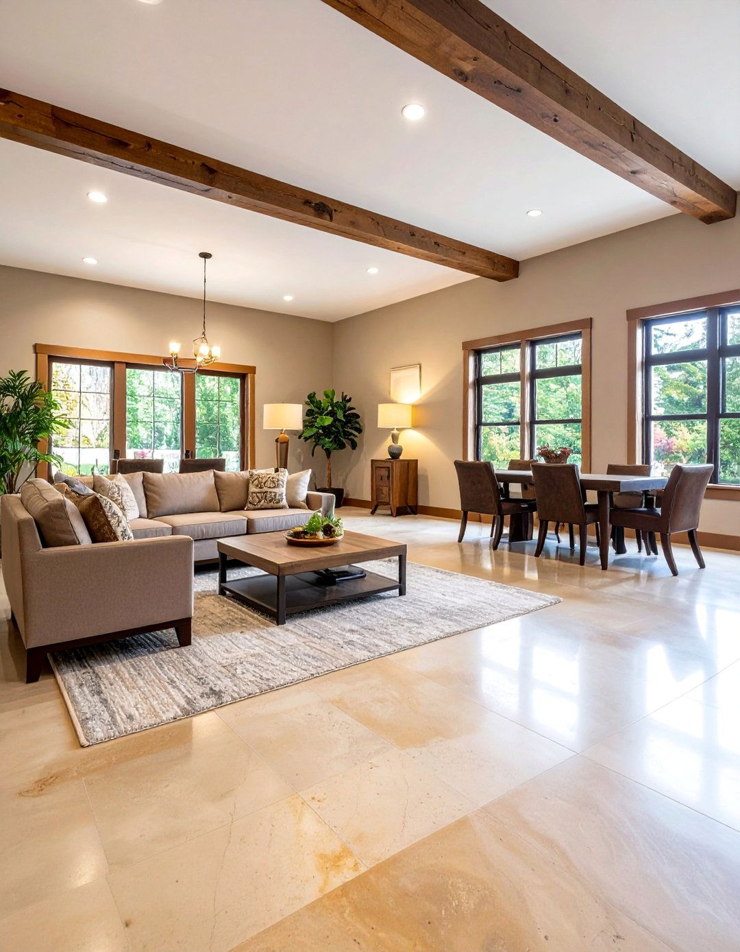 Warm Buff Stained Concrete Basement Floor with Natural Variations - 25 Concrete Basement Floor Ideas
