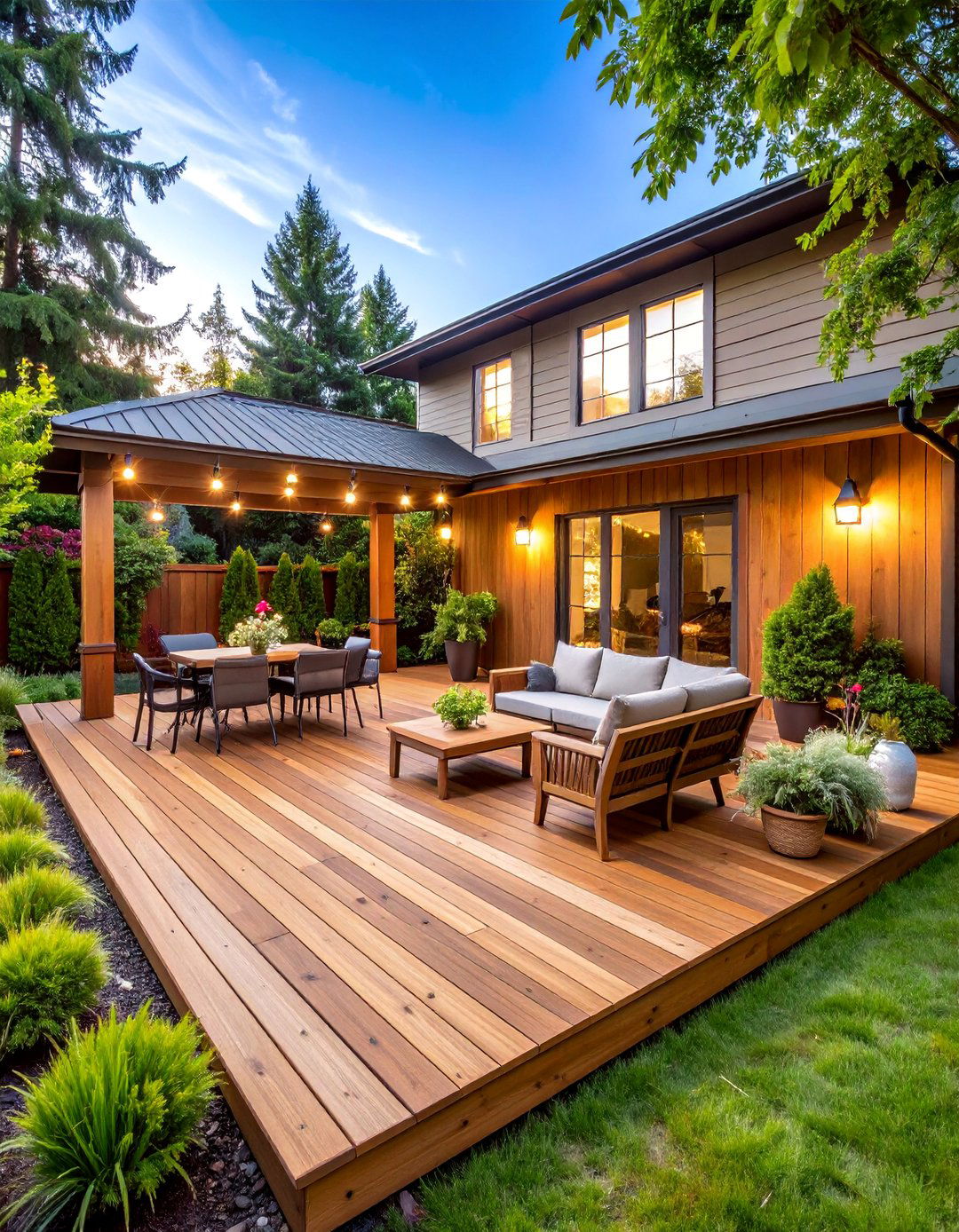 Warm Cedar Naturaltone Deck with Rustic Charm - 25 Deck Color Ideas