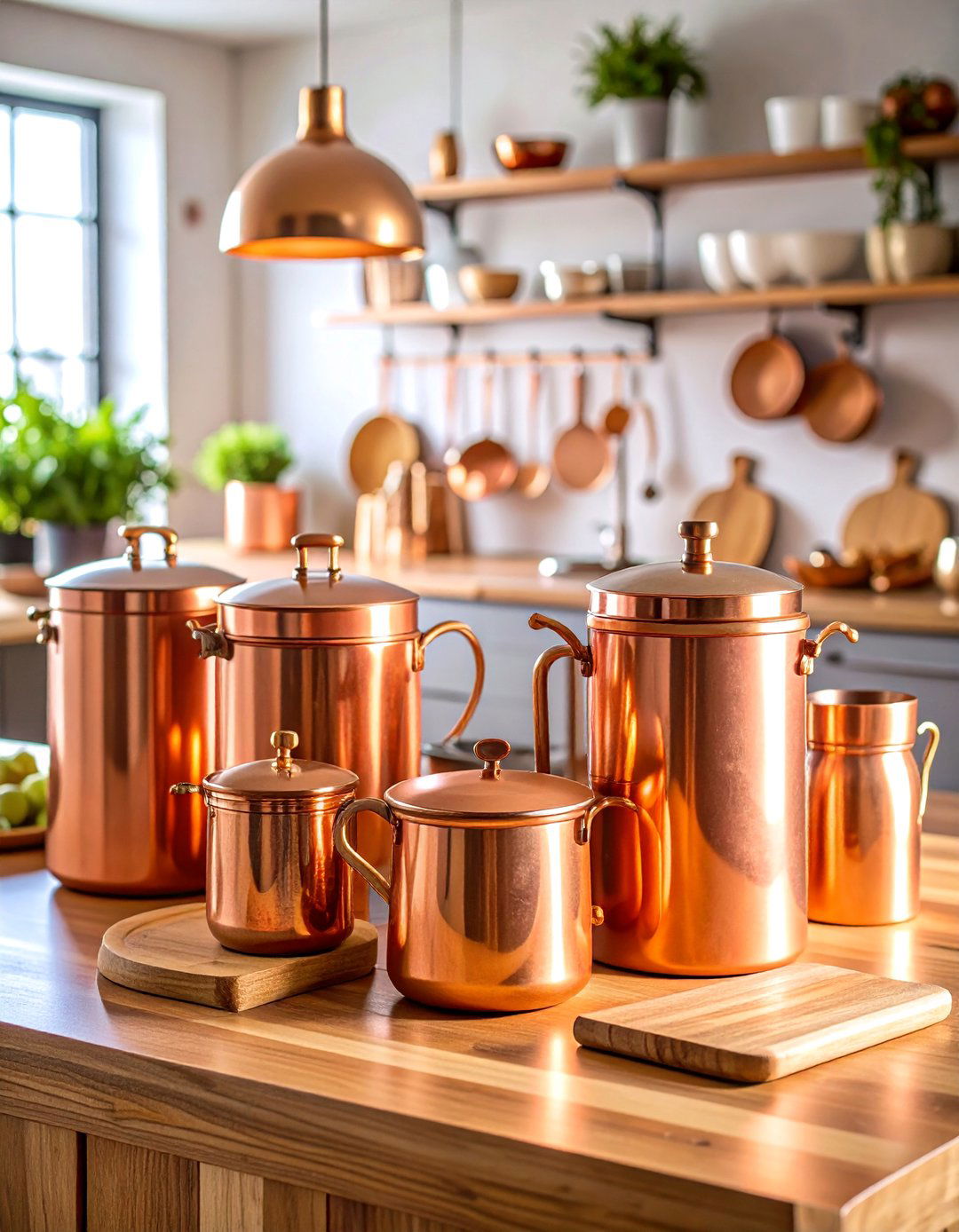 Warm Copper and Wood Harmony - 25 Kitchen Counter Decor Ideas