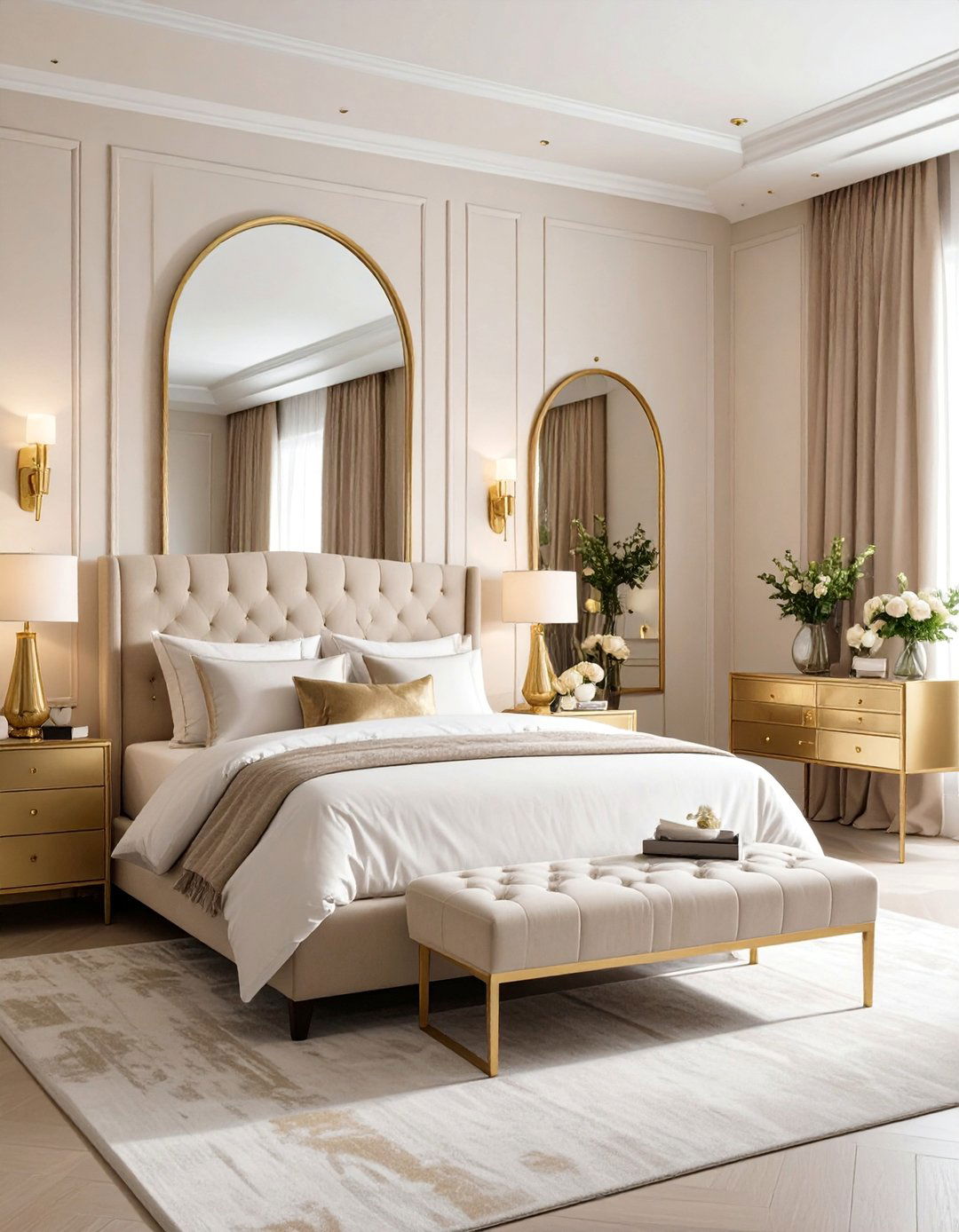 Warm Gold Accent Elegance - 25 Clean Girl Room Ideas