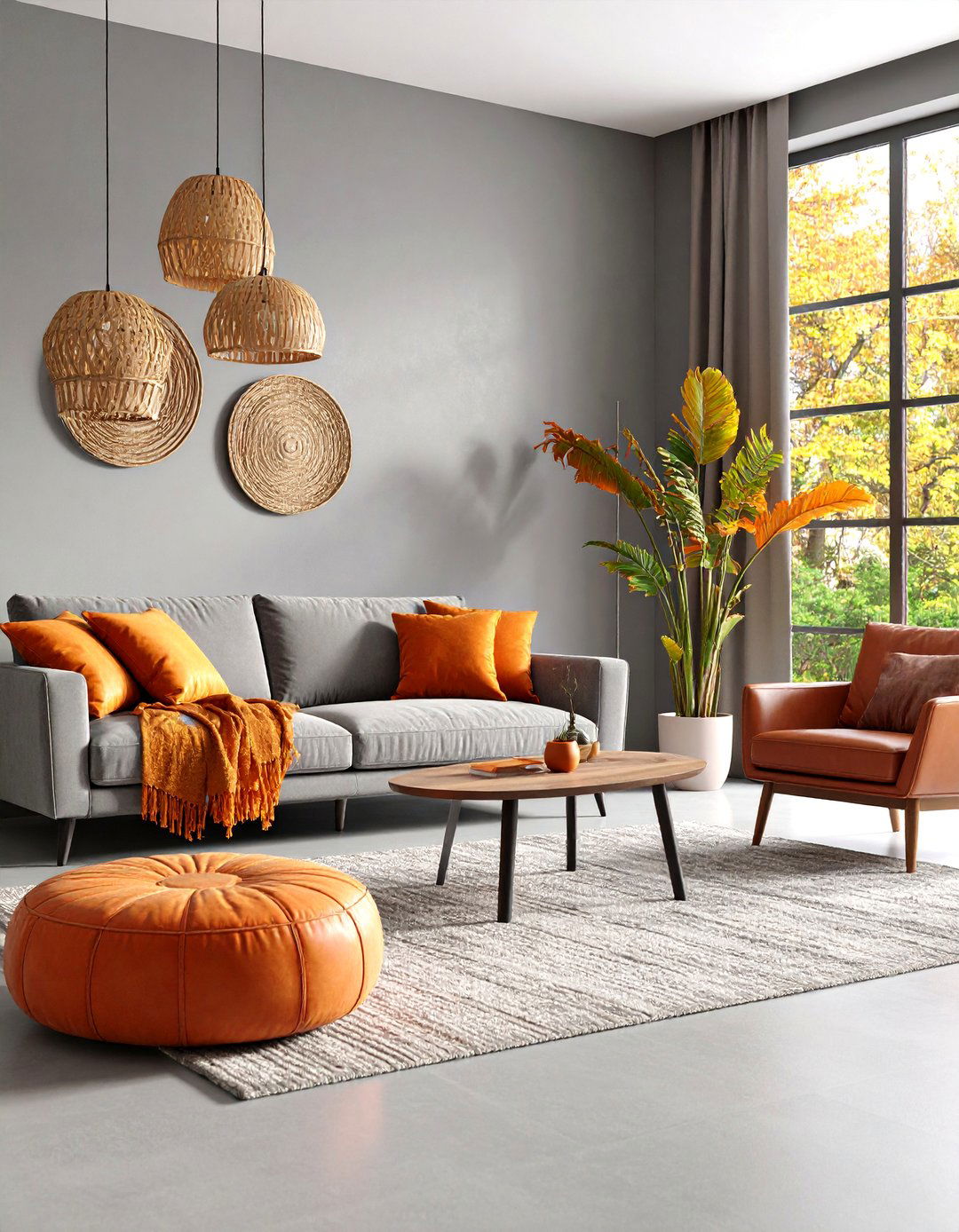 Warm Gray Living Room with Terracotta Accents - 25 Gray Living Room Ideas