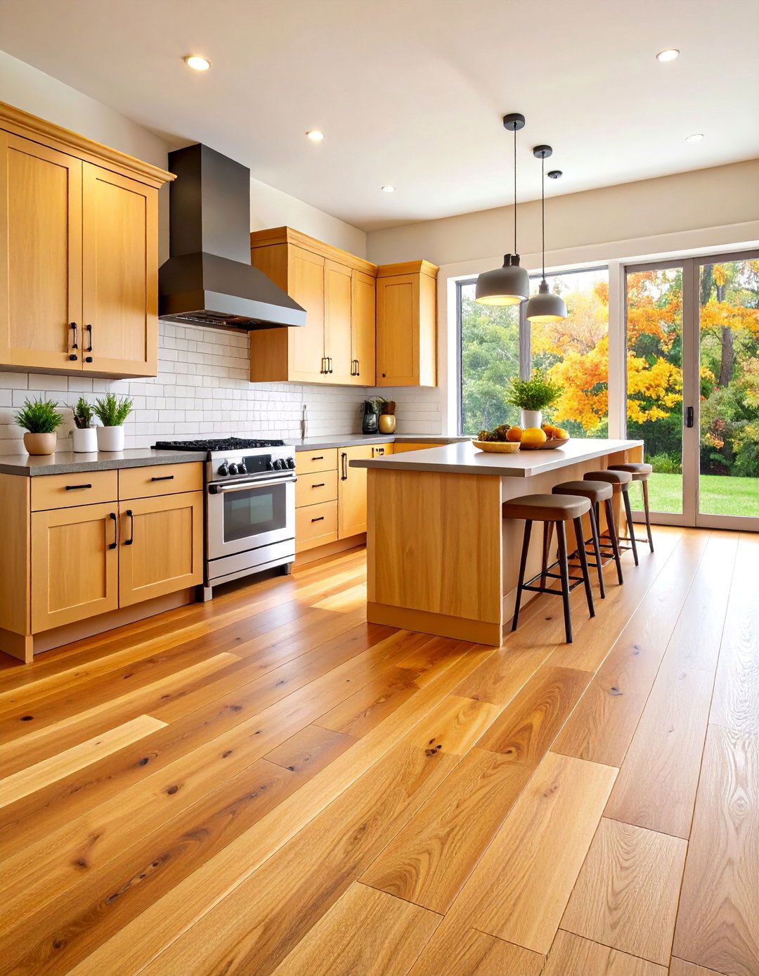 Warm Honey Oak Vinyl Kitchen Planks - 25 Kitchen Floor Tile Ideas
