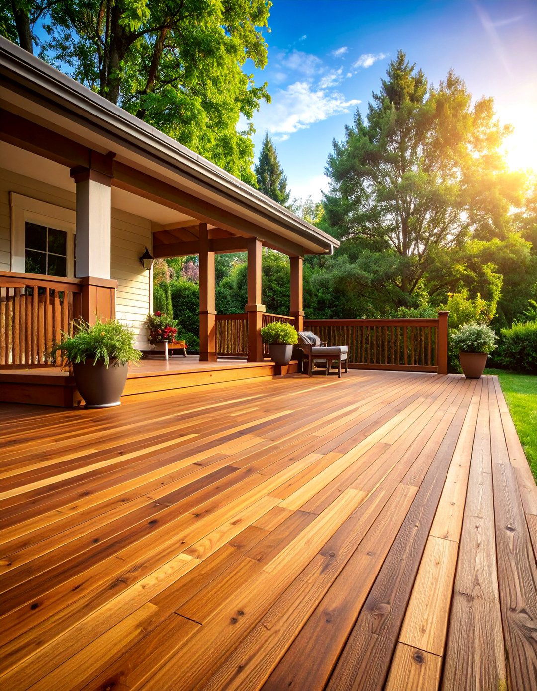 Warm Honey and Mahogany Classic Deck - 25 Two Tone Deck Color Schemes