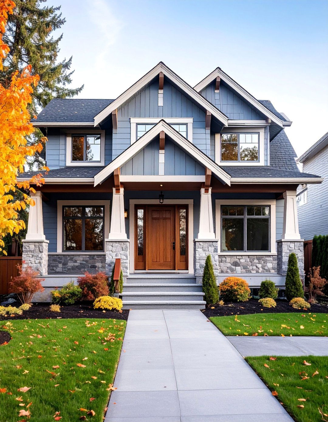 Warm Light Greige with Cream White Trim - 25 Light Grey House With White Trim Design Ideas