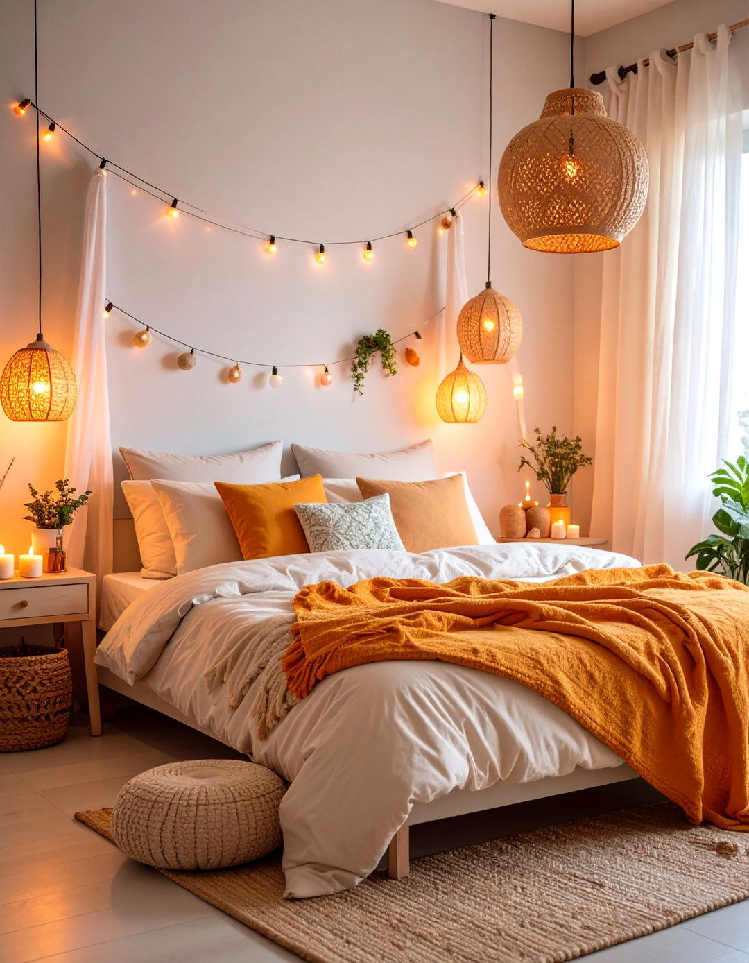 Warm Lighting Ambient Bedroom Retreat - 25 Small Boho Bedroom Ideas