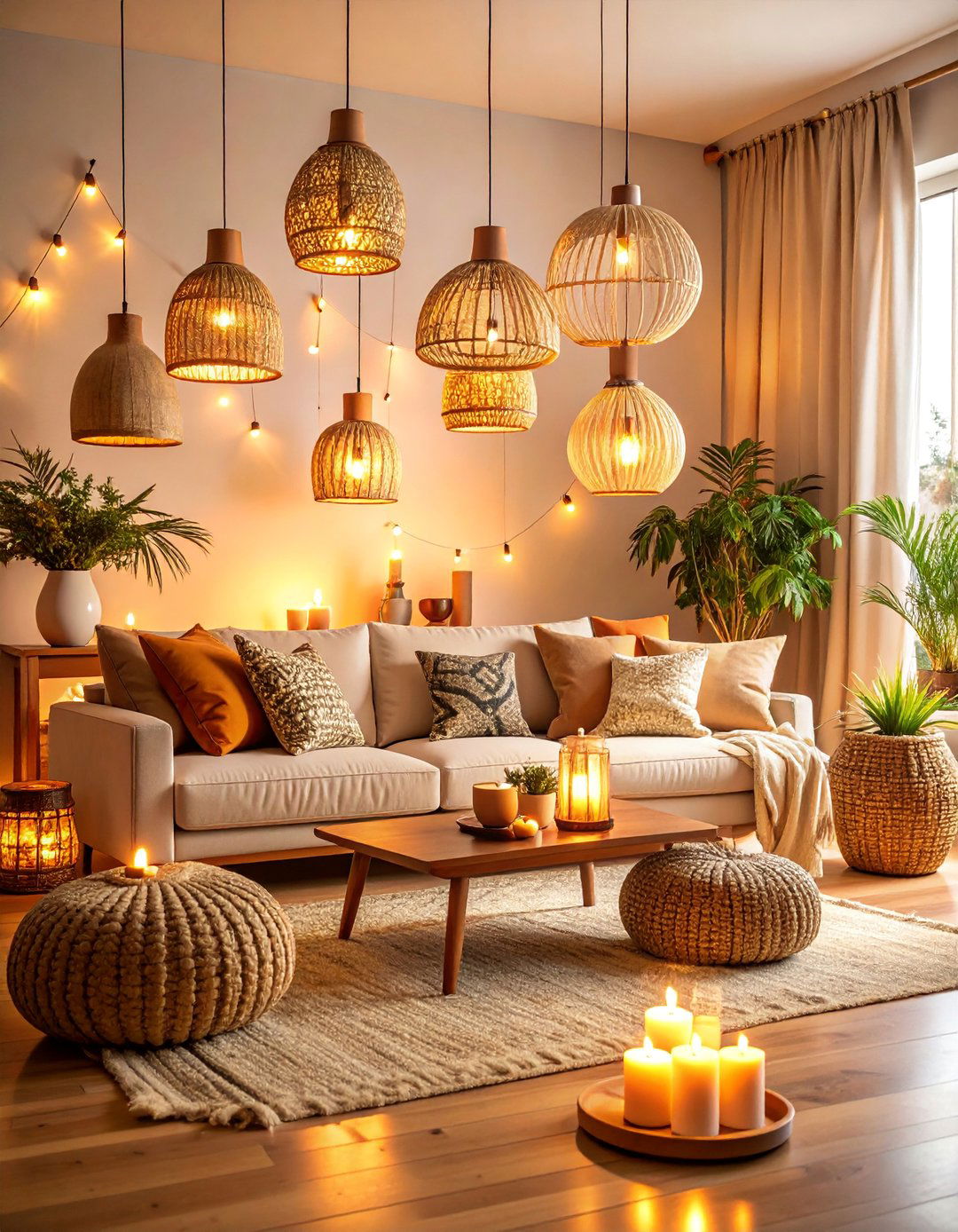 Warm Lighting Ambient Boho Living Room - 25 Minimalist Modern Boho Living Room Ideas