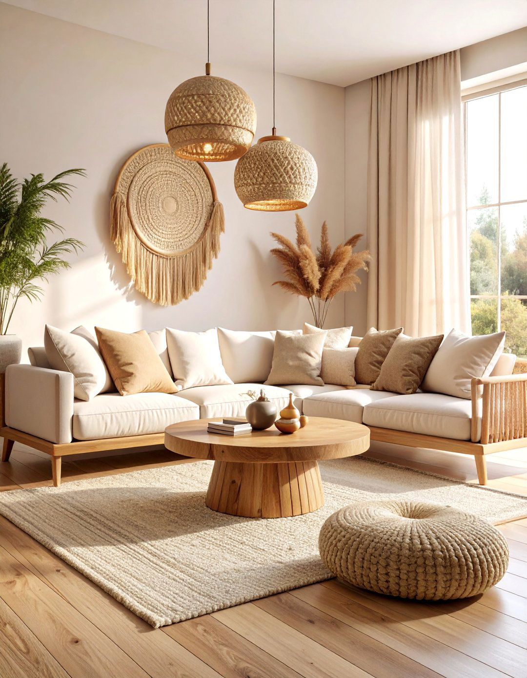 Warm Minimalist Living Room with Natural Textures - 25 House Decor Ideas