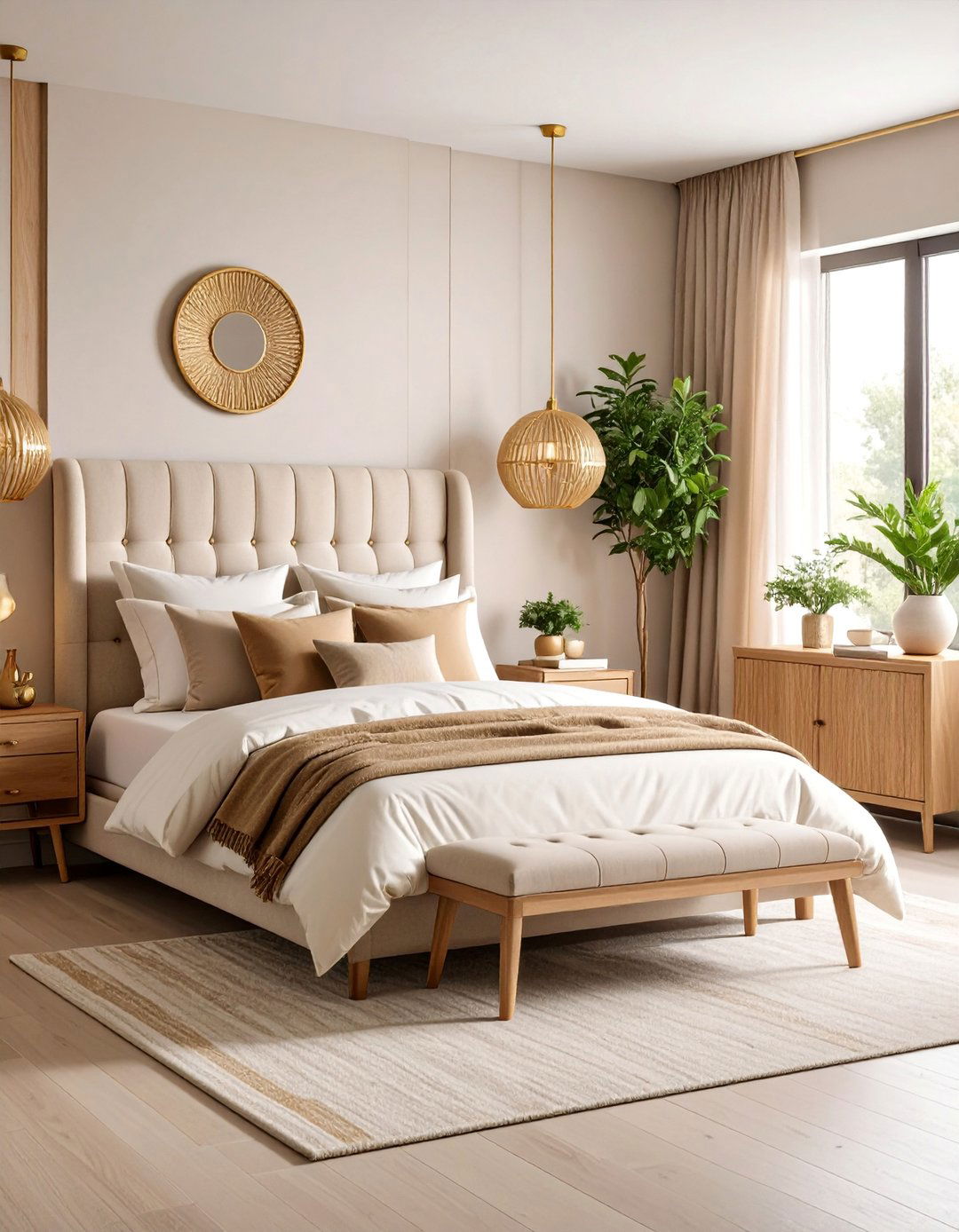 Warm Neutral Gold Bedroom Sanctuary - 25 Gold Bedroom Ideas