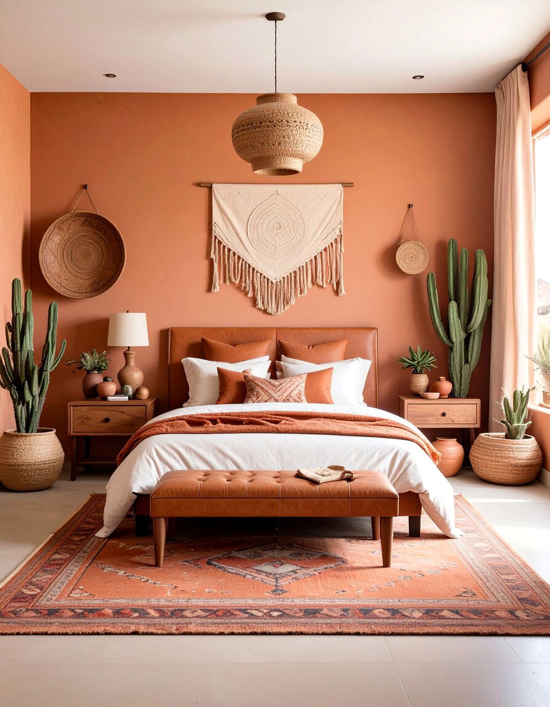 Warm Ochre Limewash Bedroom with Southwestern Desert Vibes - 25 Limewash Bedroom Ideas