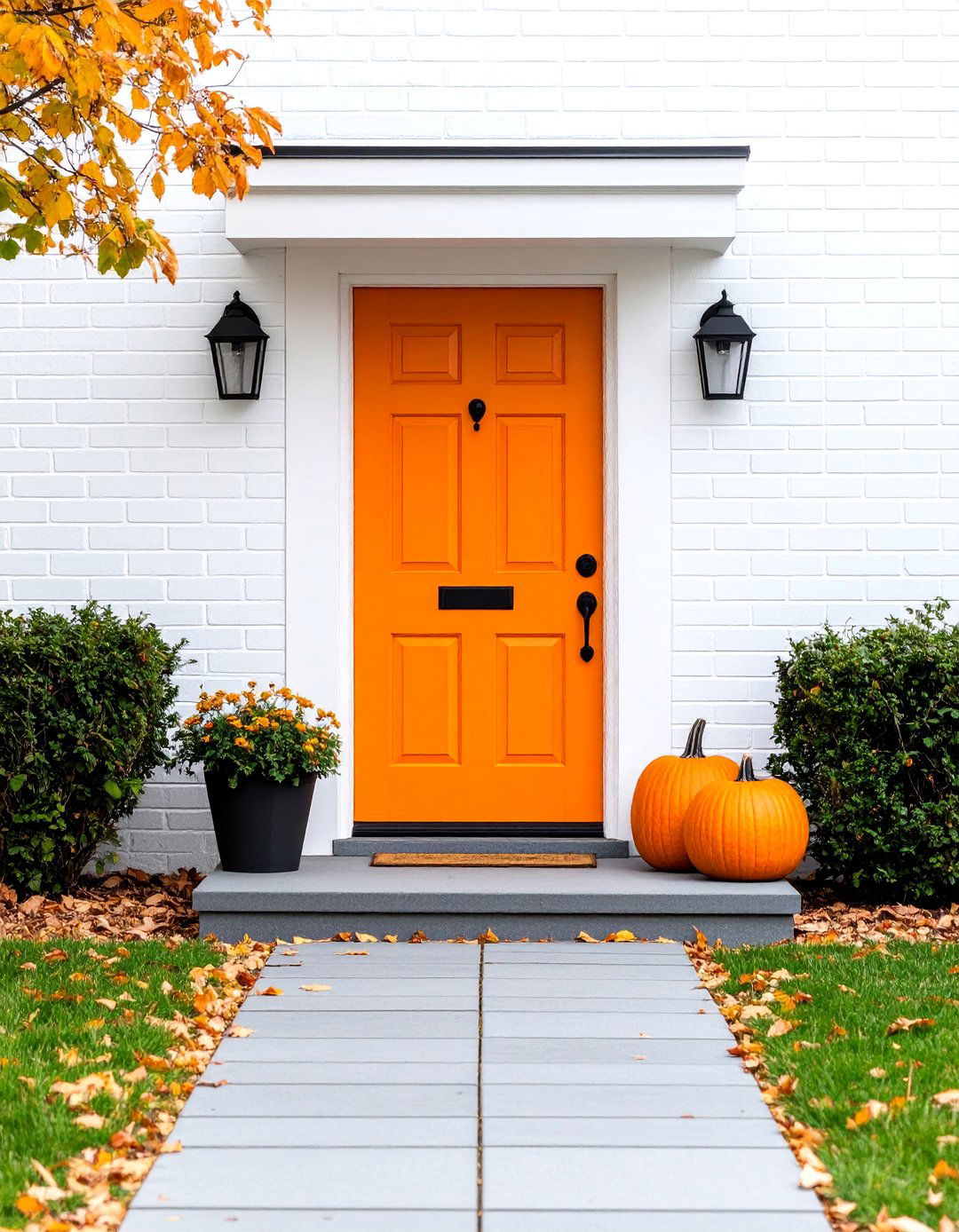 Warm Sunburst Orange Front Door - 25 Mid Century Front Door Colors