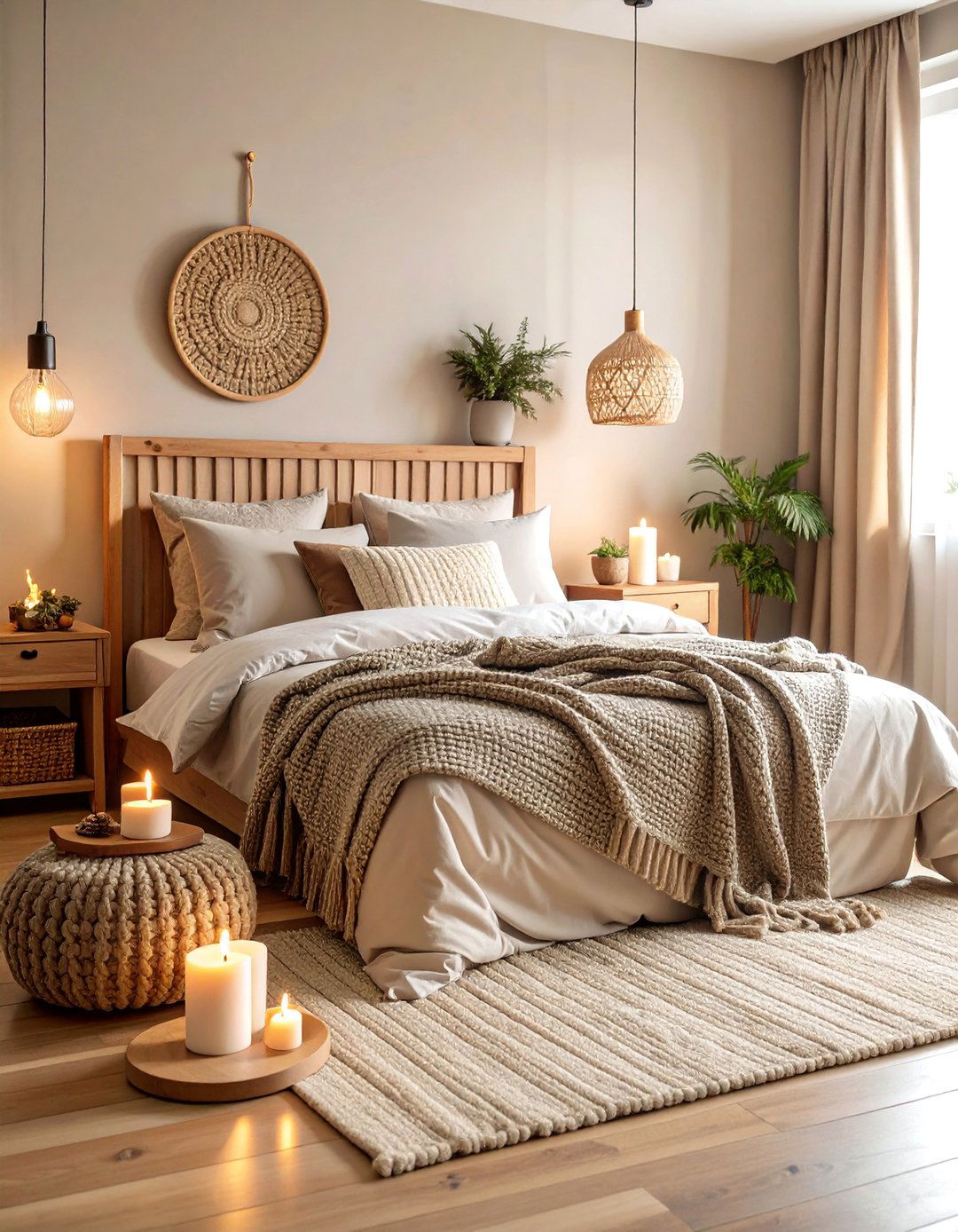 Warm Taupe Limewash Bedroom with Cozy Hygge Elements - 25 Limewash Bedroom Ideas