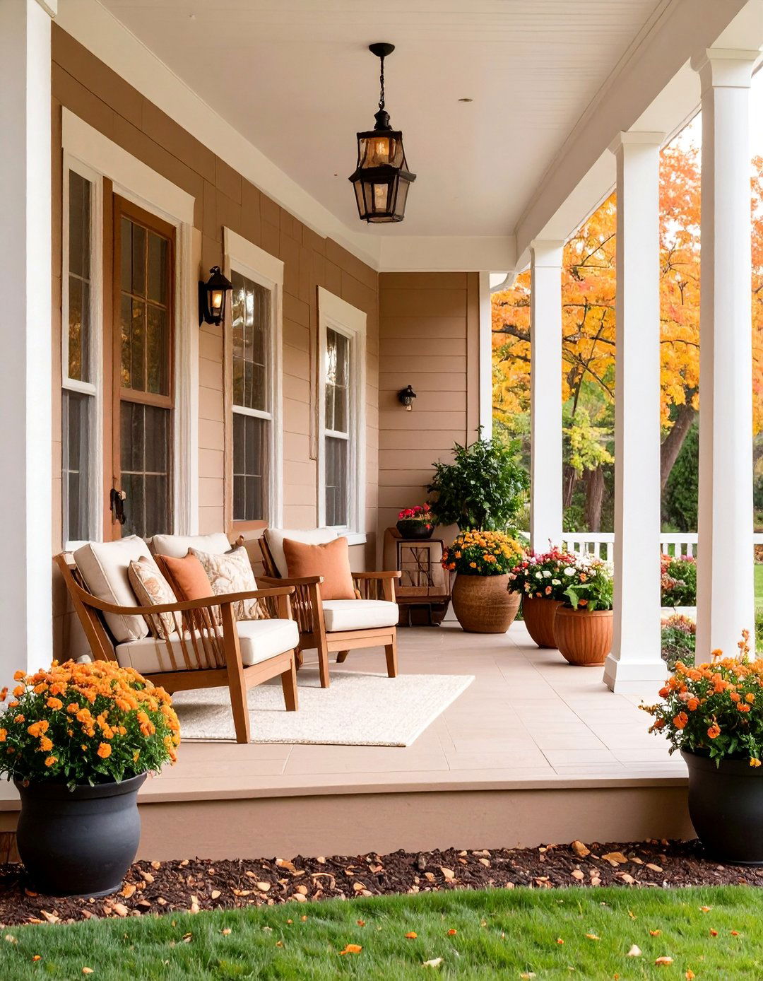 Warm Taupe Porch with Neutral Sophistication - 25 Porch Paint Colors
