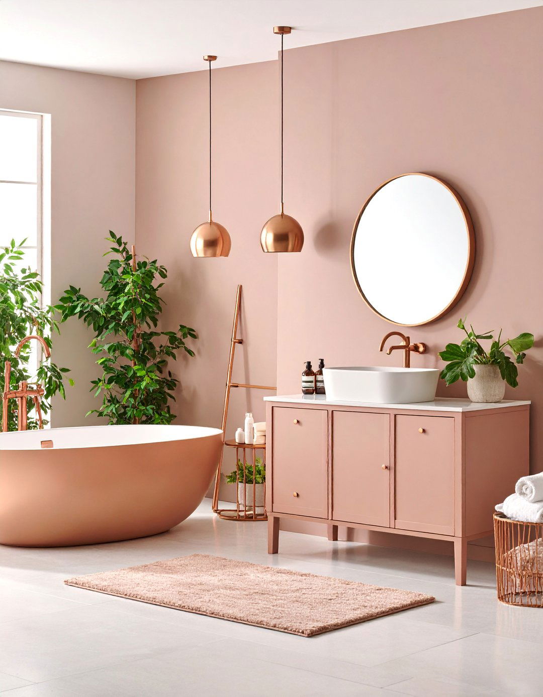 Warm Taupe and Rose Gold Earthy Elegance - 25 Gold Bathroom Ideas
