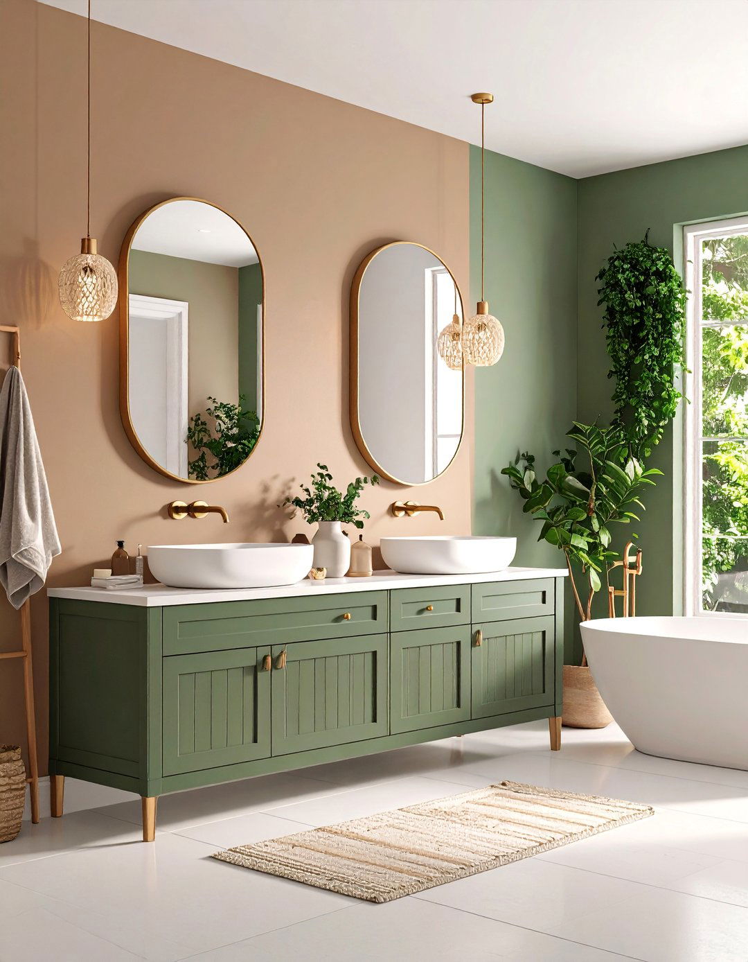Warm Taupe and Sage Guest Bathroom - 25 Warm Color Palettes for Every Room in the House