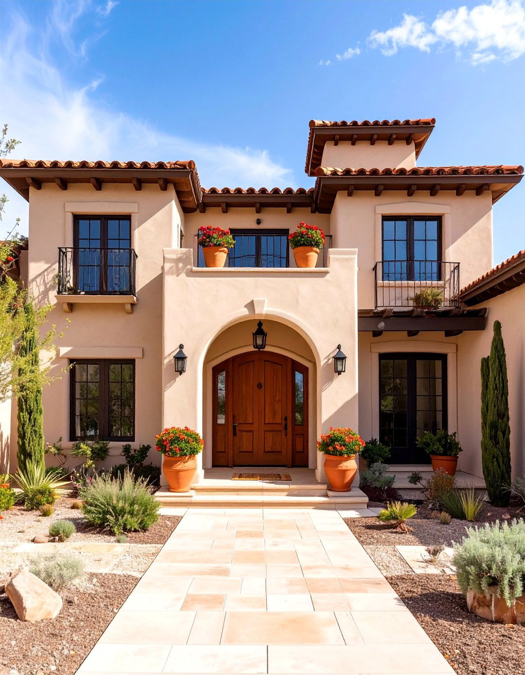 Warm Taupe with Terracotta Details - 25 Exterior Taupe House Color Combinations