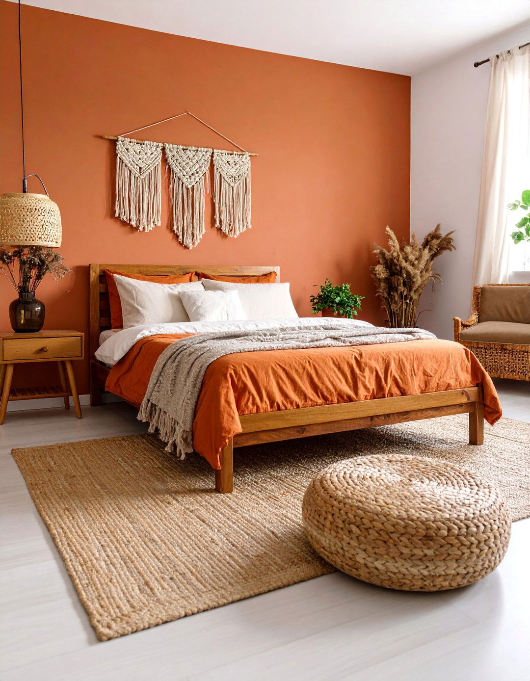 Warm Terracotta Bedroom with Natural Textures - 25 Bedroom Paint Colors