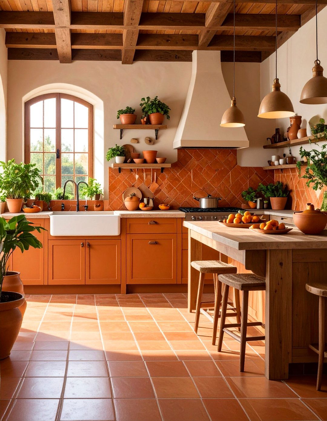 Warm Terracotta Ceramic Tile - 25 Kitchen Backsplash Ideas