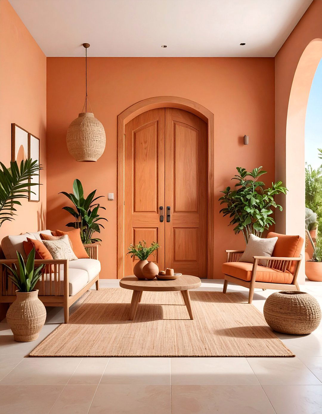 Warm Terracotta Interior Door with Earthy Undertones - 25 Interior Door Color Ideas