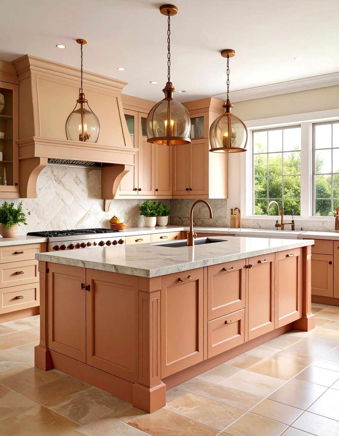 Warm Terracotta Kitchen with Natural Stone Elements - 25 Colorful Kitchen Ideas