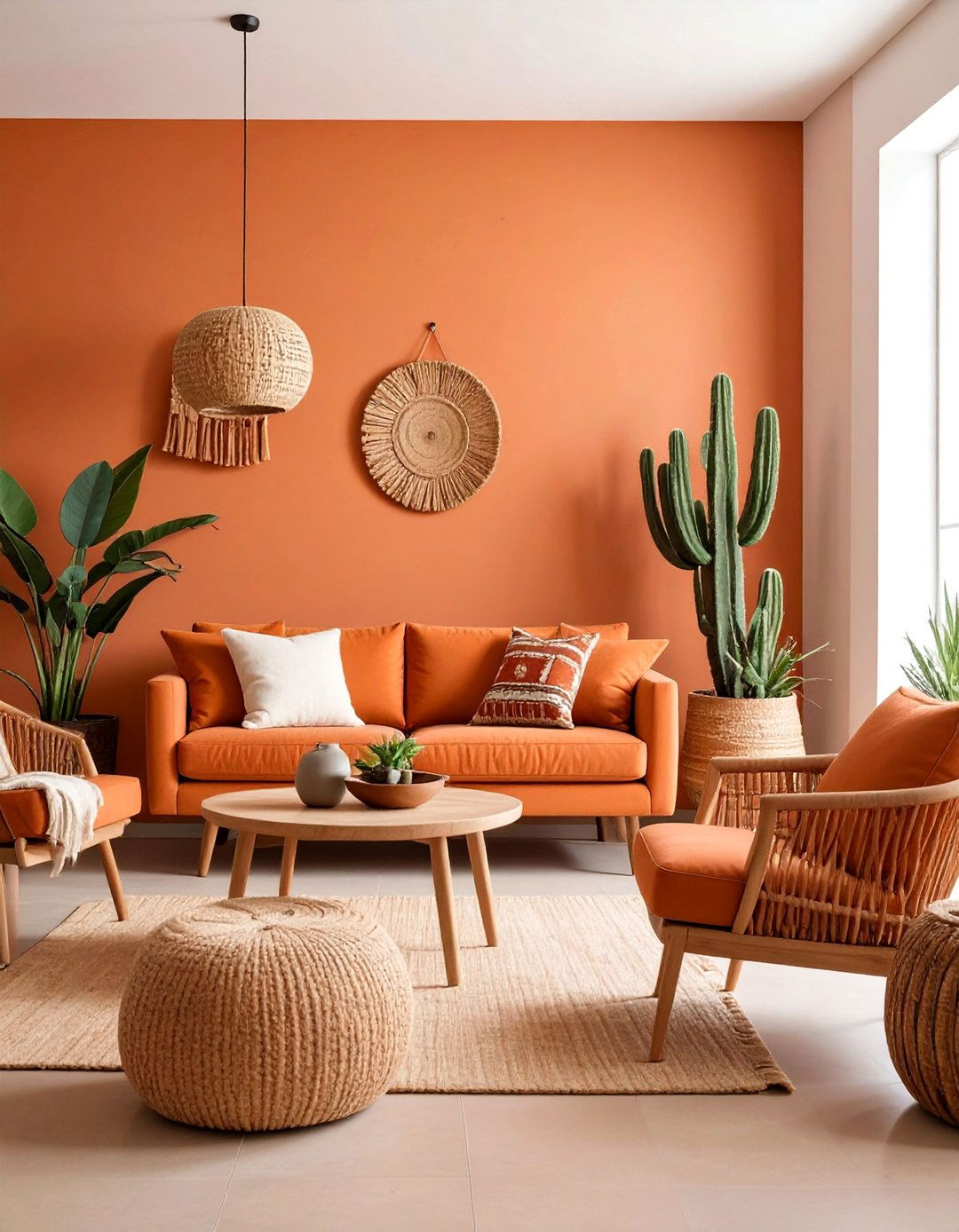 Warm Terracotta Living Space with Desert Elements - 25 Colorful Room Ideas