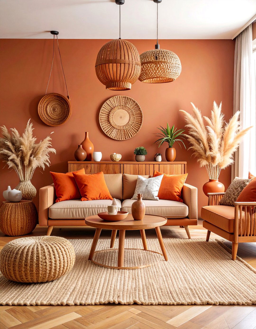 Warm Terracotta and Burnt Orange Living Room Design - 25 Fall Living Room Ideas