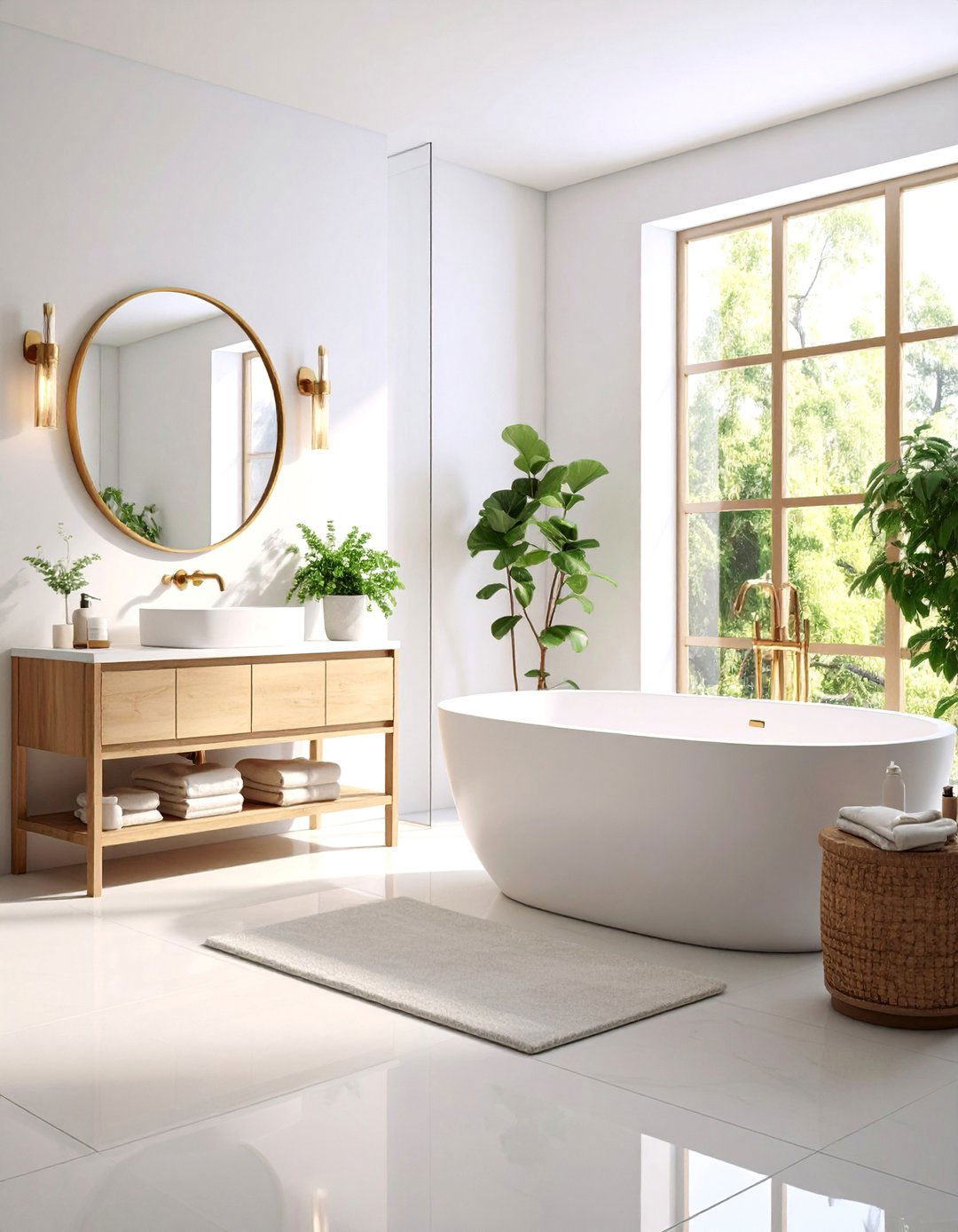 Warm White Bathroom with Mixed Metal Accents - 25 Neutral Bathroom Ideas
