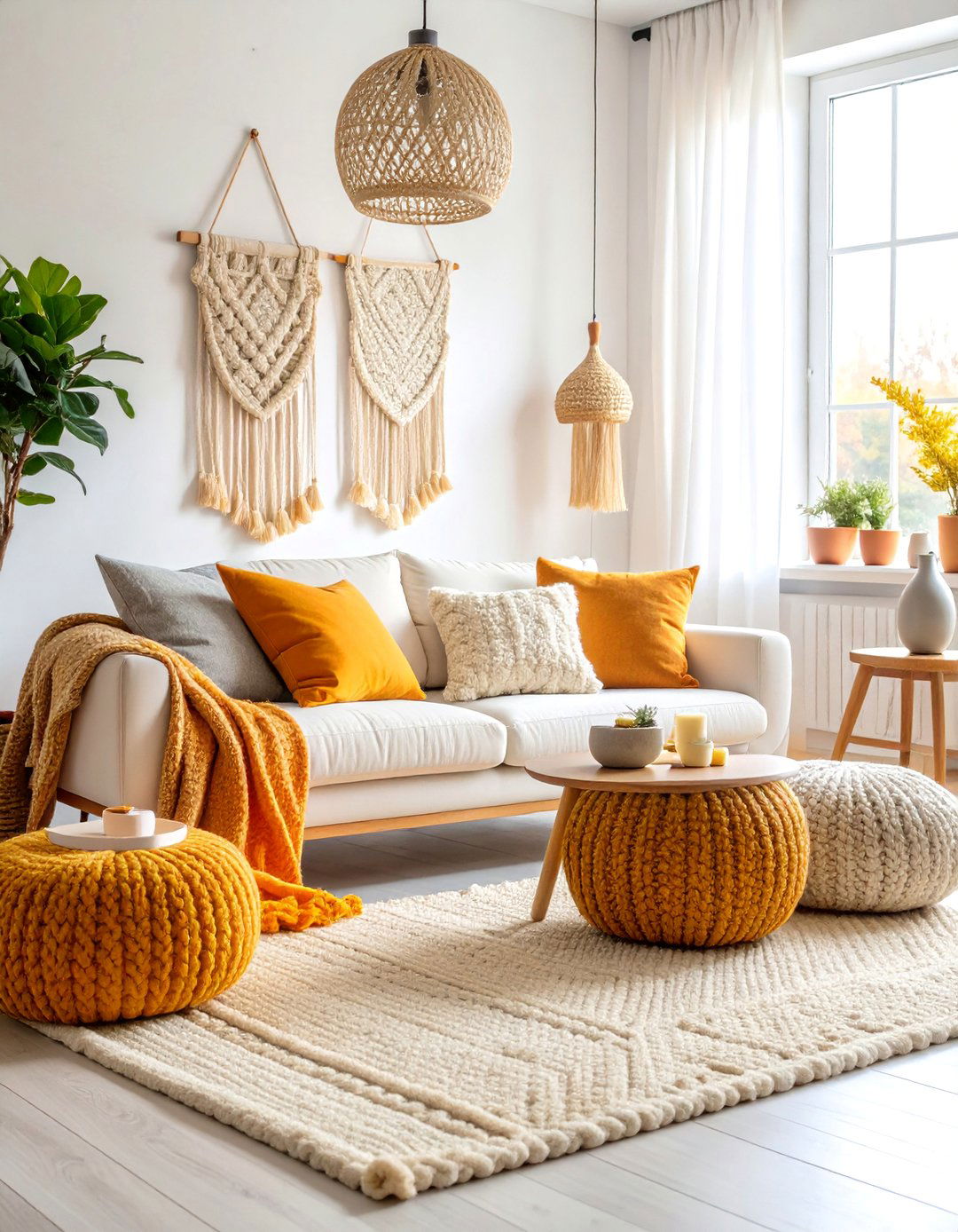 Warm White Living Room with Textural Depth - 25 Monochromatic Living Room Ideas