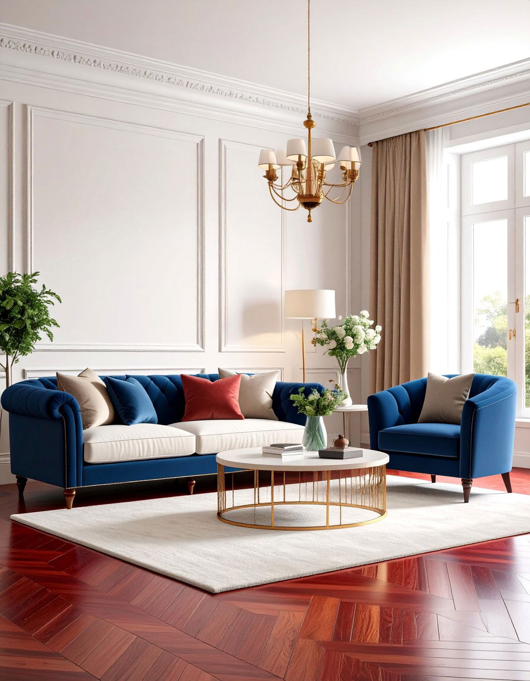 Warm White Walls with Cherry Hardwood Floors - 25 Floor and Wall Color Ideas