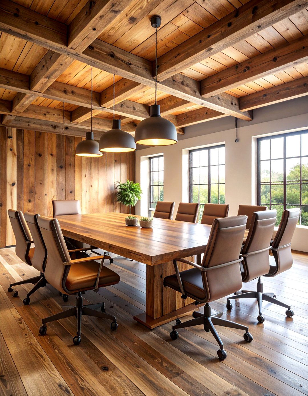Warm Wood Conference Room with Rustic Charm Elements - 25 Conference Room Design Ideas and Inspiration