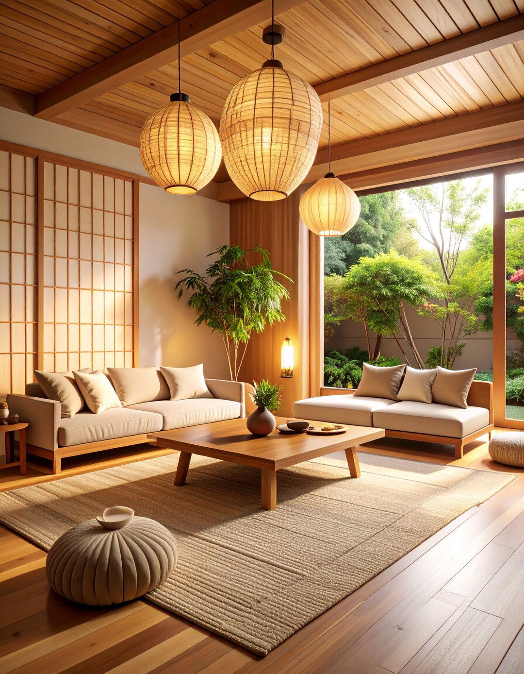 Warm Zen Living Room with Soft Lighting - 25 Zen Living Room Ideas