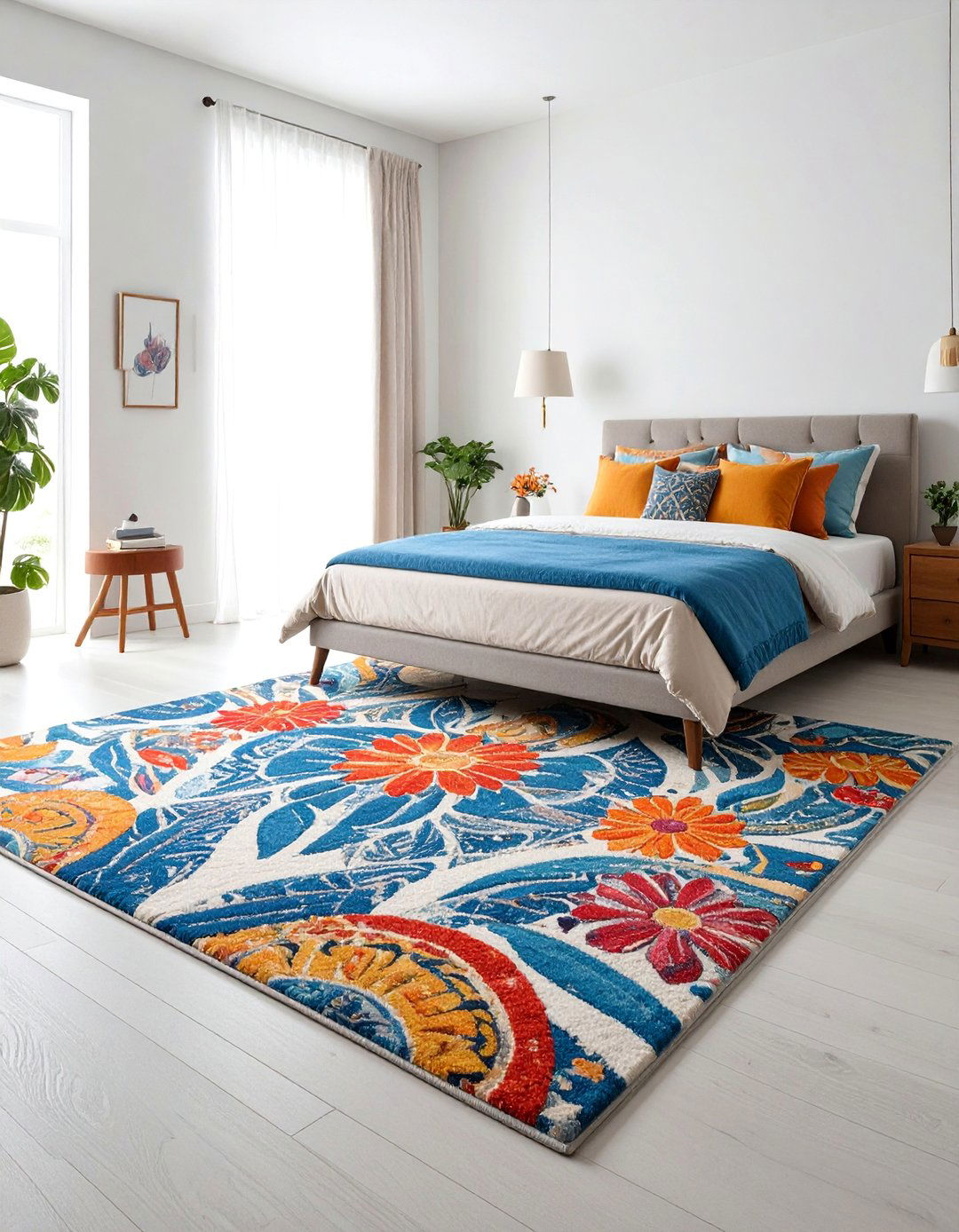 Washable Bedroom Rug with Abstract Contemporary Design - 25 bedroom rug ideas