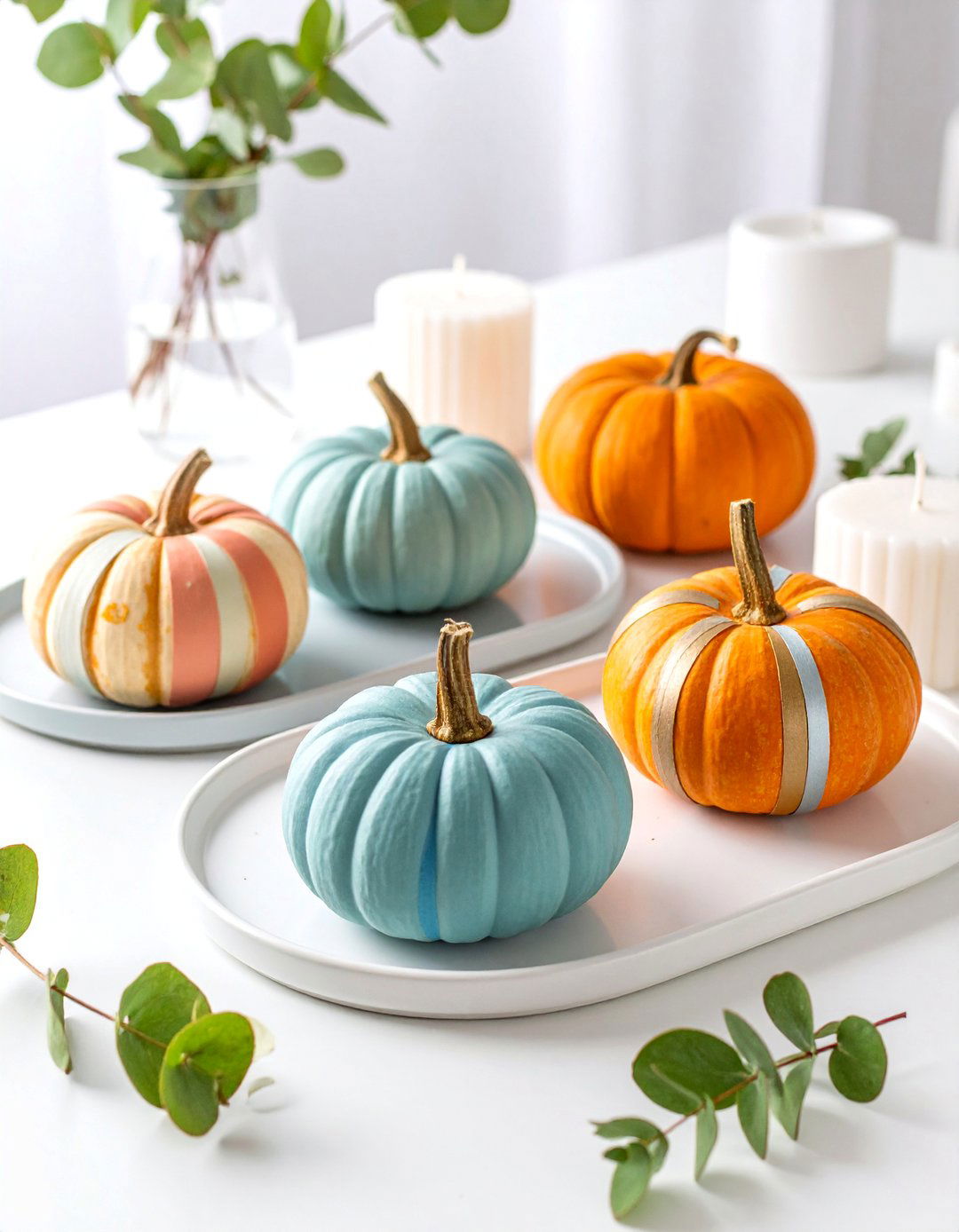 Washi Tape Geometric Pumpkin Design - 25 Pumpkin Decor Ideas