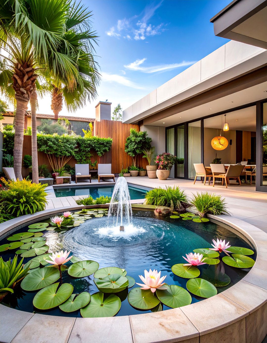 Water Feature Garden Integration - 25 Patio Small Garden Ideas