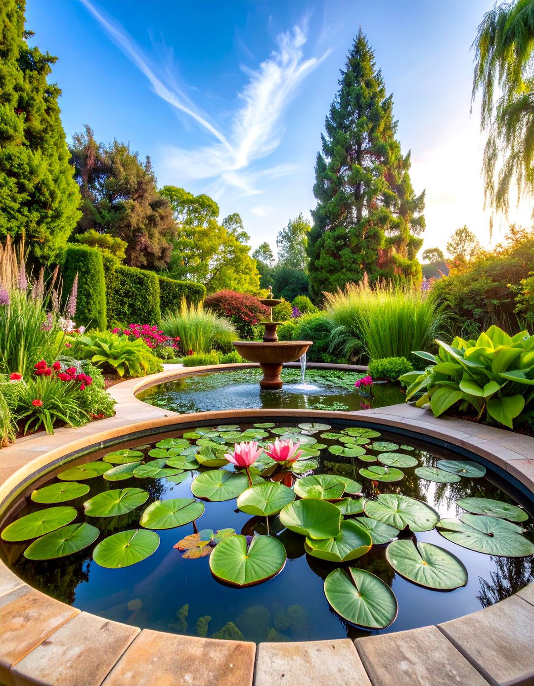 Water Feature Garden with Aquatic Plants - 25 Small Garden Ideas