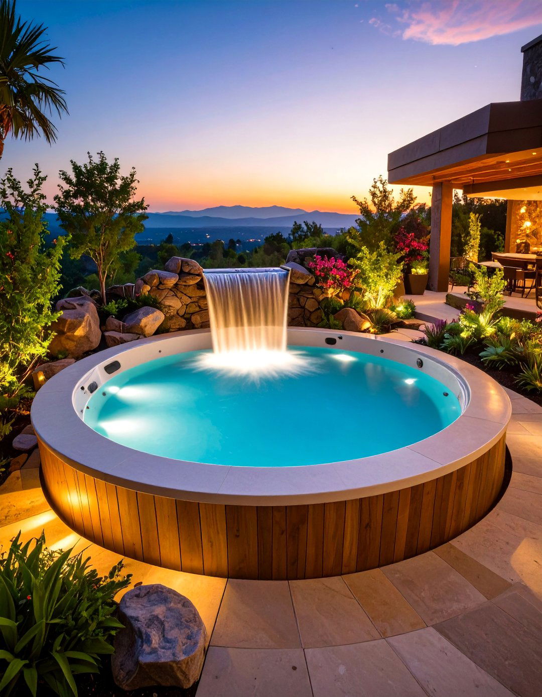 Water Feature Hot Tub Design - 25 Hot Tub Decor Ideas