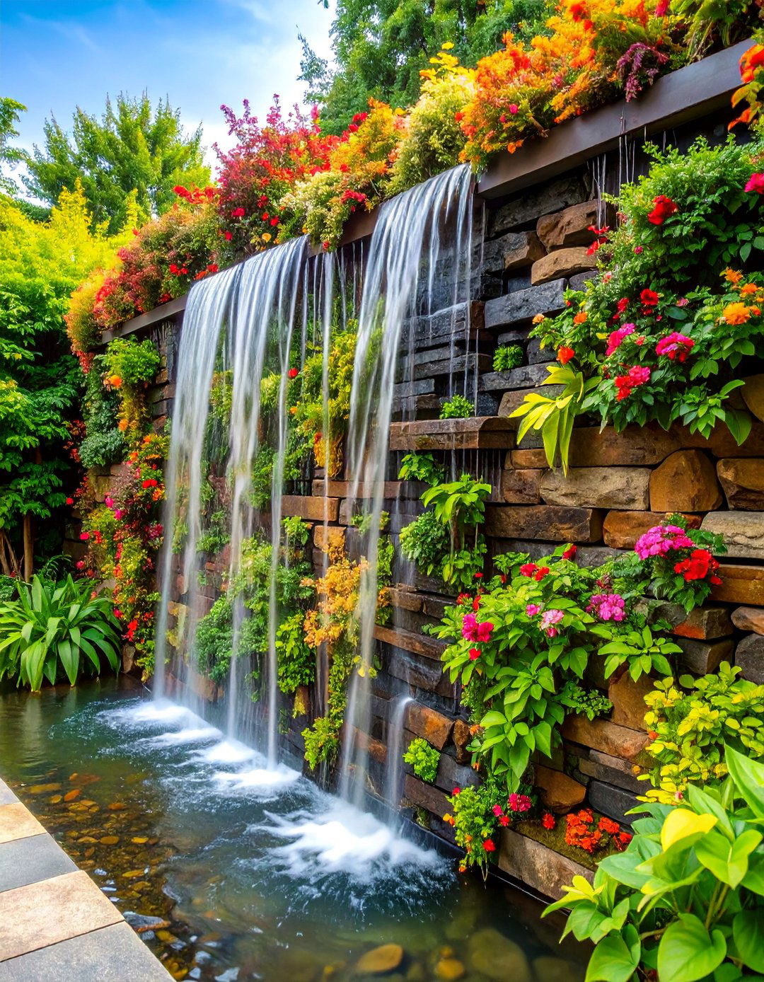 Water Feature Privacy Wall - 25 Garden Screening Ideas
