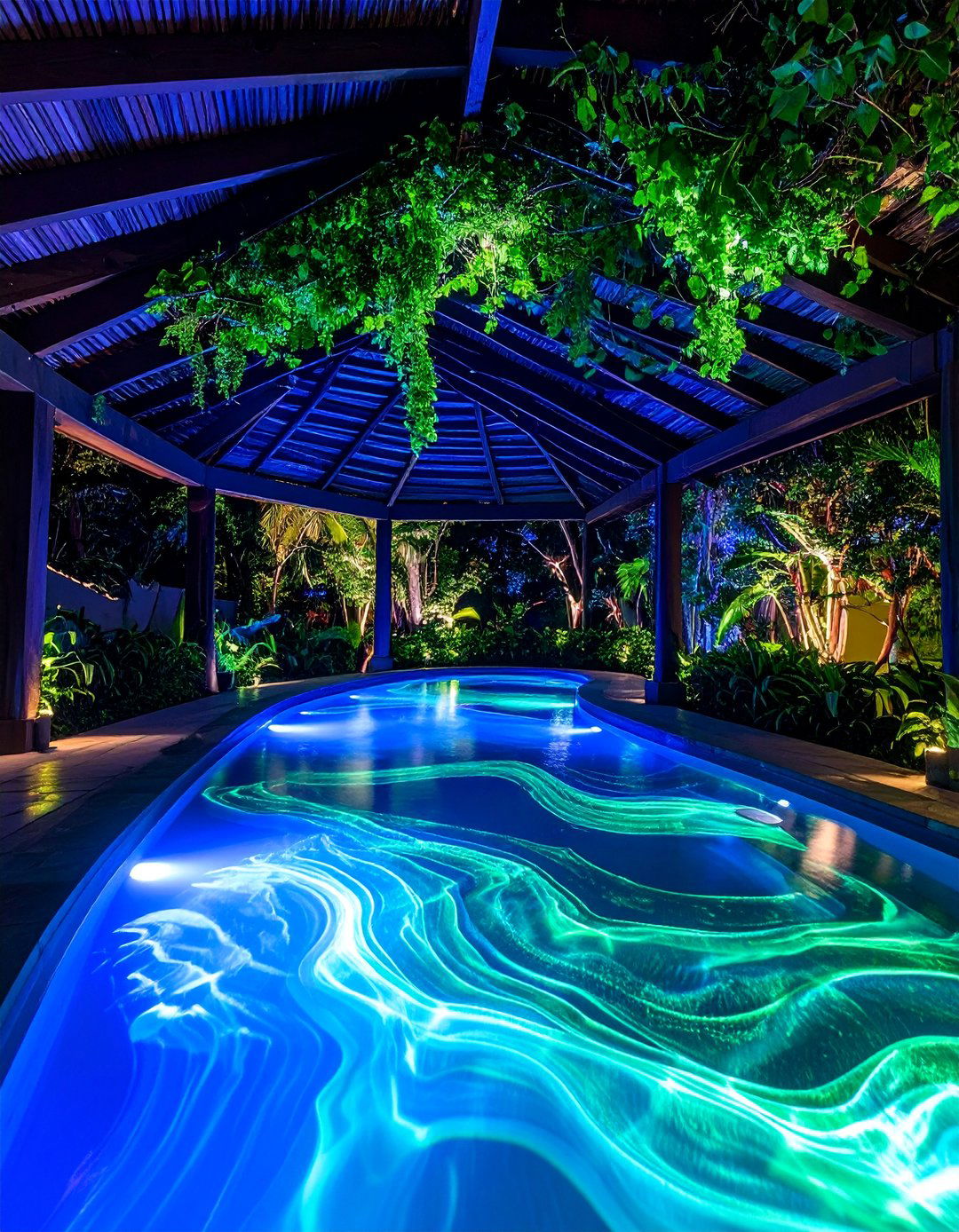 Water Feature Projection Lighting - 25 Gazebo Lighting Ideas