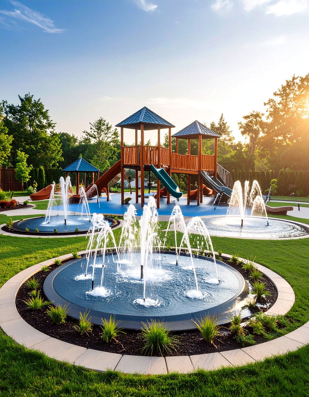 Water Feature Splash Backyard Playground - 25 Backyard Playground Ideas