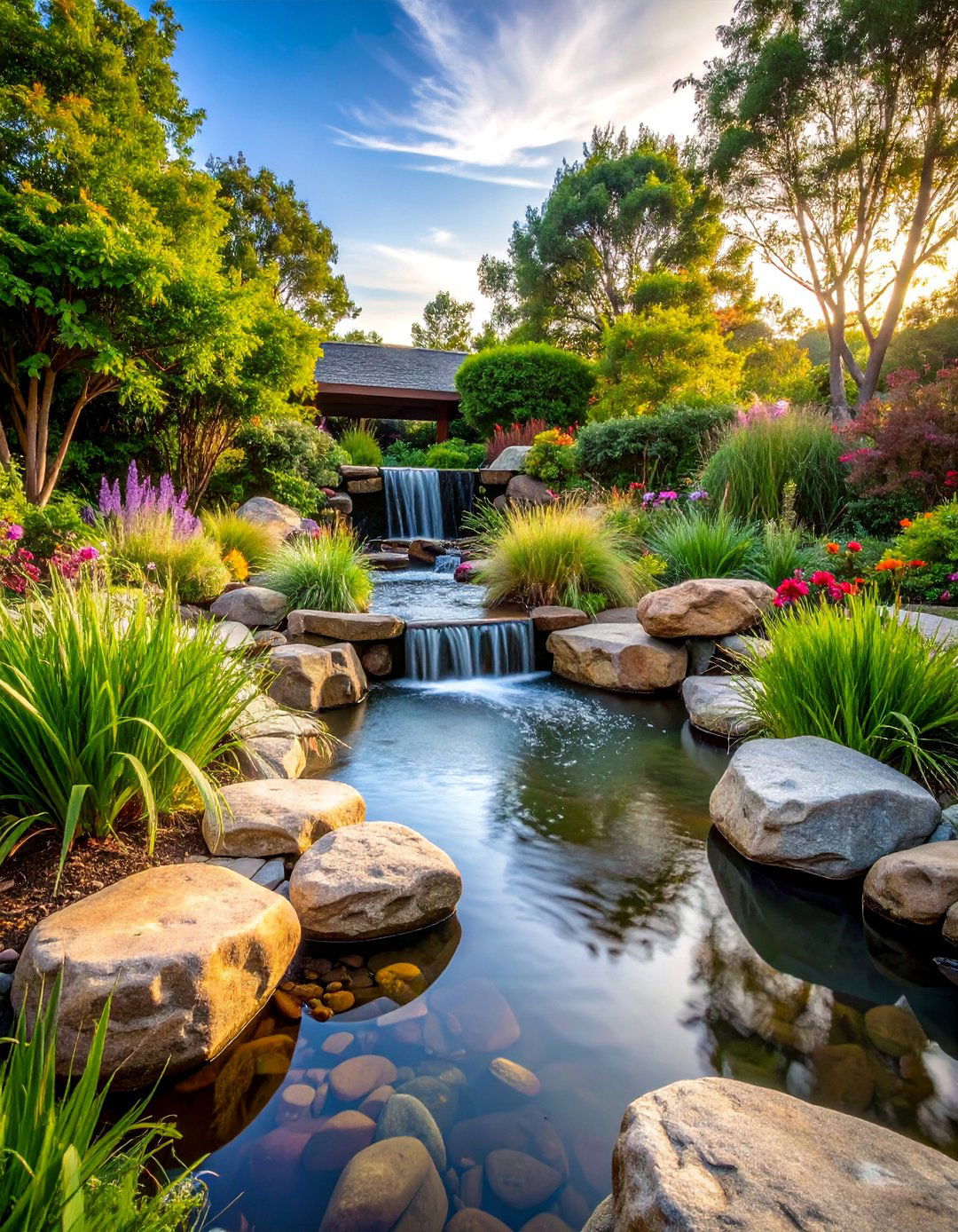 Water Feature with Natural Stone Surround - 25 Rustic Landscaping Ideas