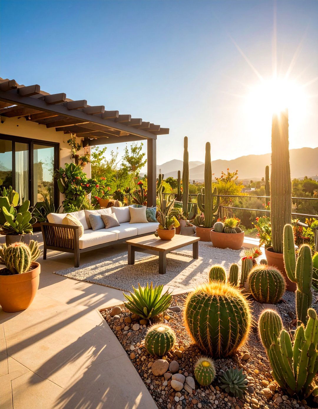 Water Wise Desert Garden with Cacti Collection - 25 Balcony Garden Ideas