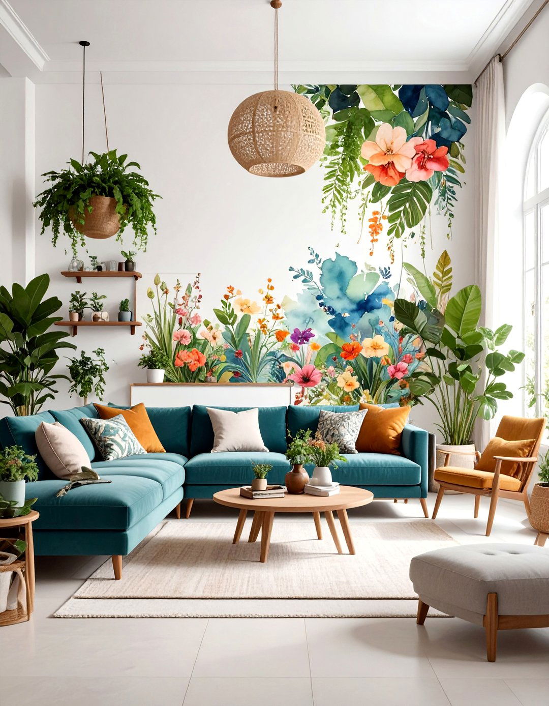Watercolor Botanical Art Wallpaper - 25 Living Room Wallpaper Ideas