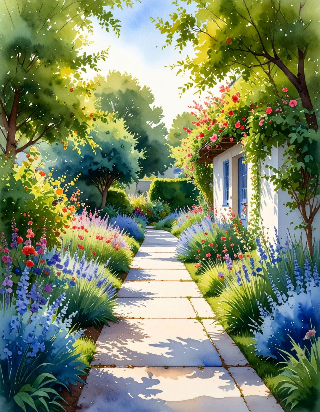 Watercolor Effect Concrete Walkway - 25 Concrete Walkway Painting Ideas